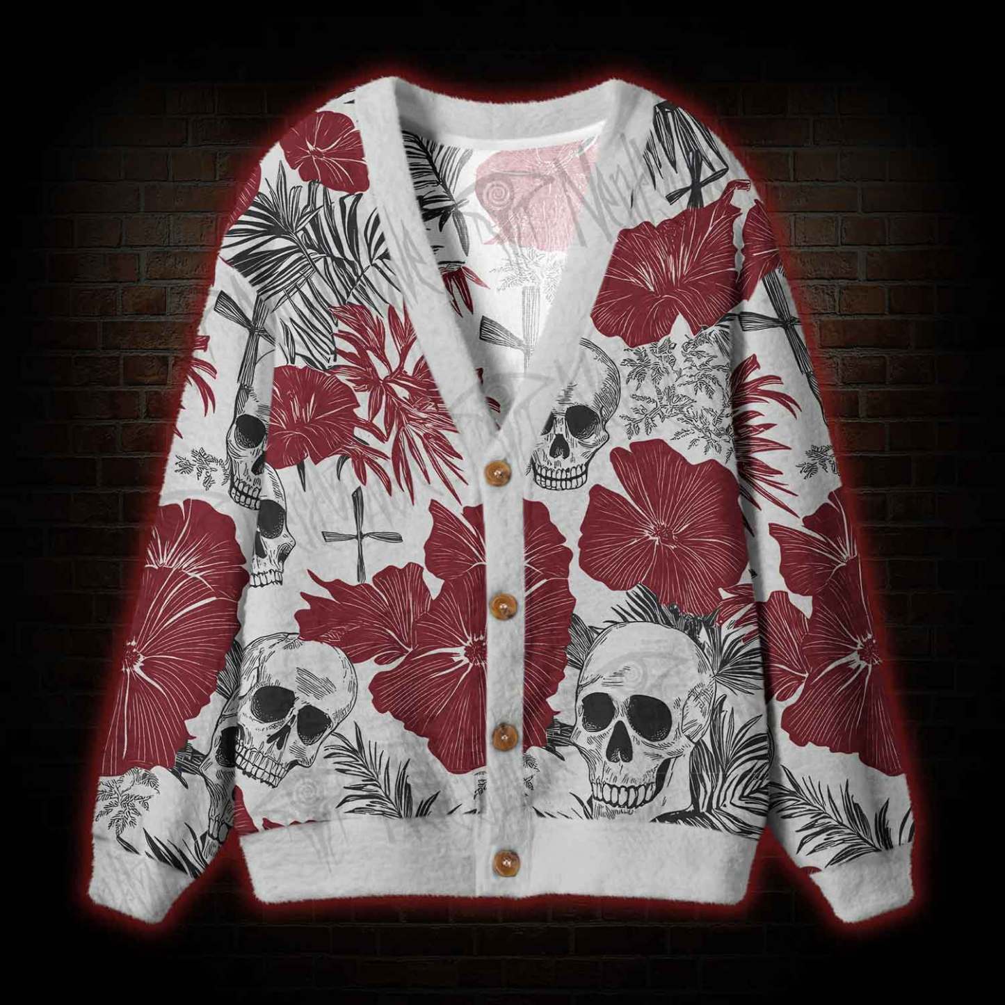 Poppy and Skull Cardigan Sweater