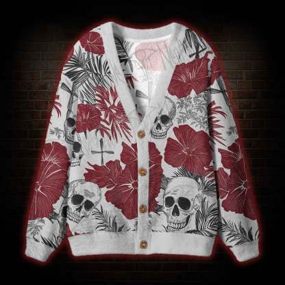Poppy and Skull Cardigan Sweater