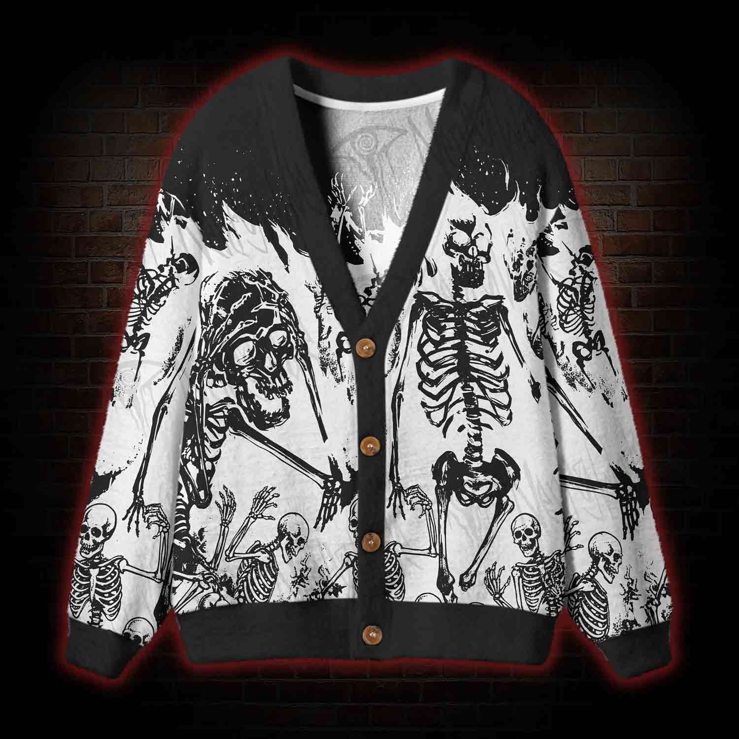 Burning Skeletons Cardigan Sweater