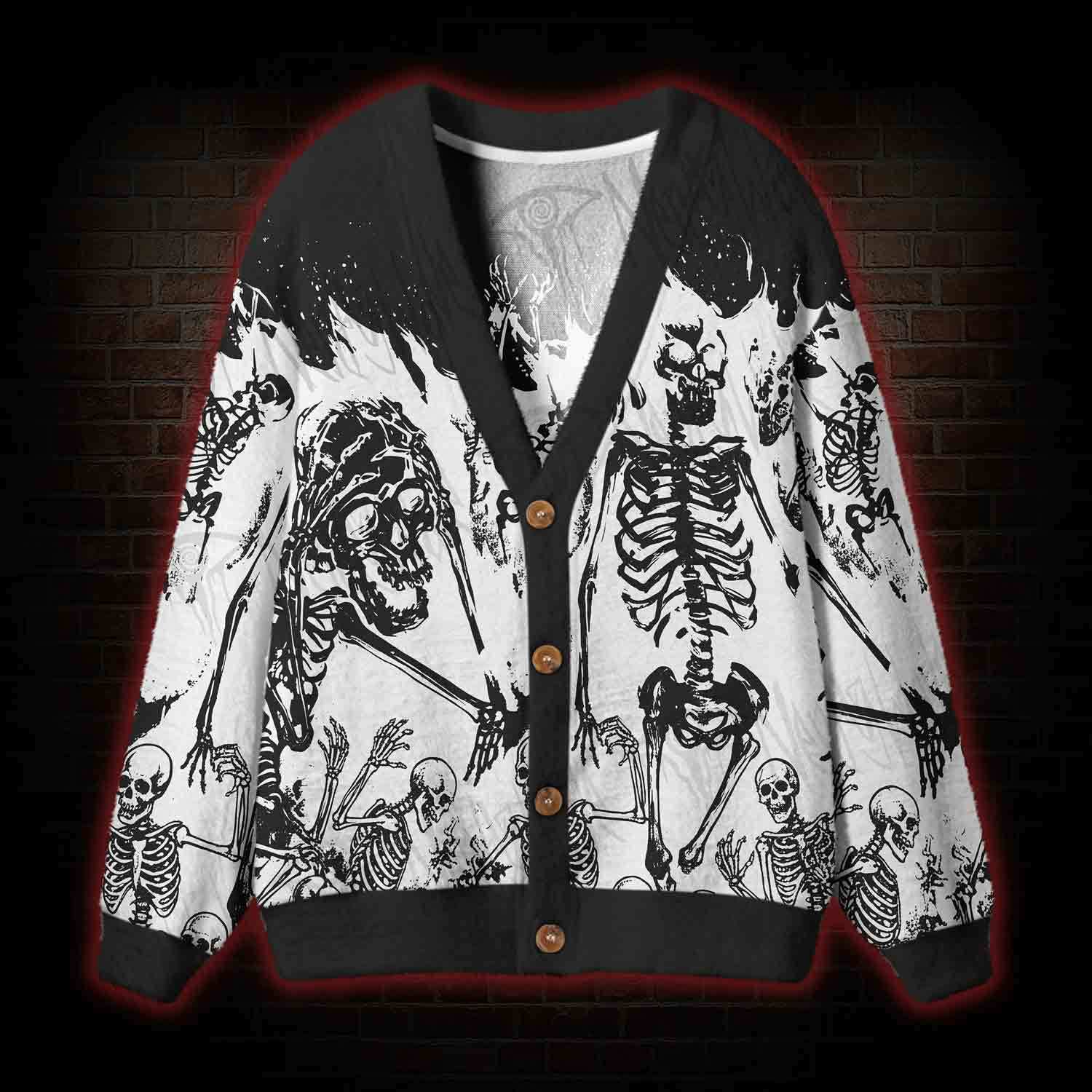 Burning Skeletons Cardigan Sweater