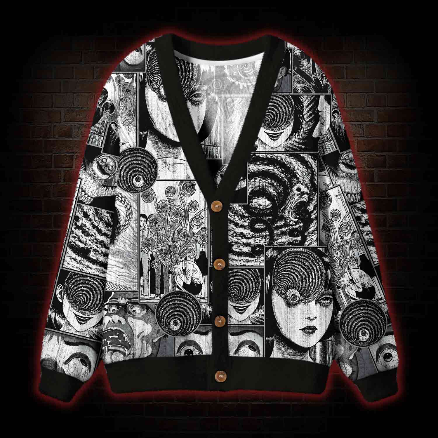 Sprial Horror Cardigan Sweater
