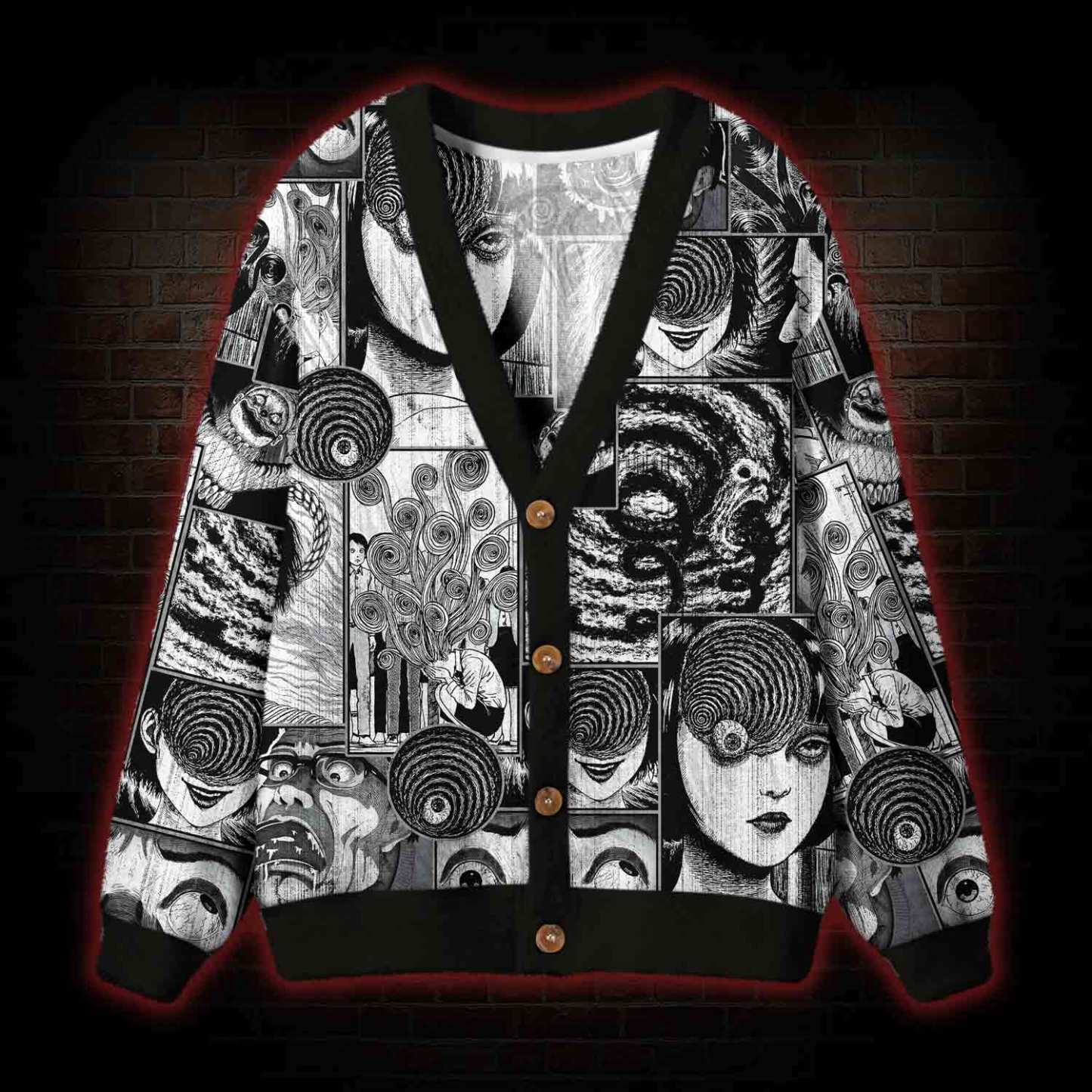 Sprial Horror Cardigan Sweater