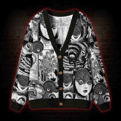 Sprial Horror Cardigan Sweater