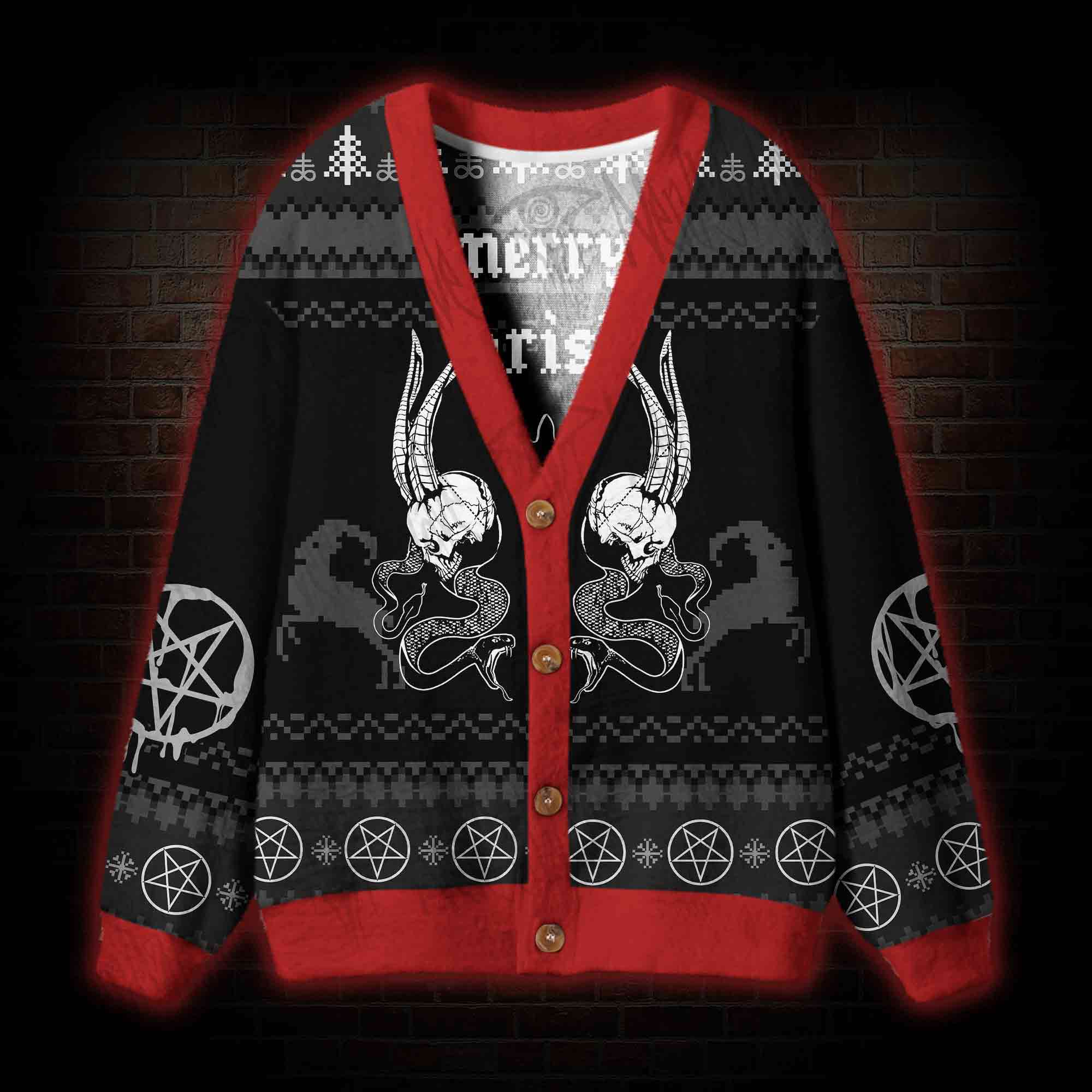 Merry Antichristmas Satan Claus Satanic Cardigan Sweater