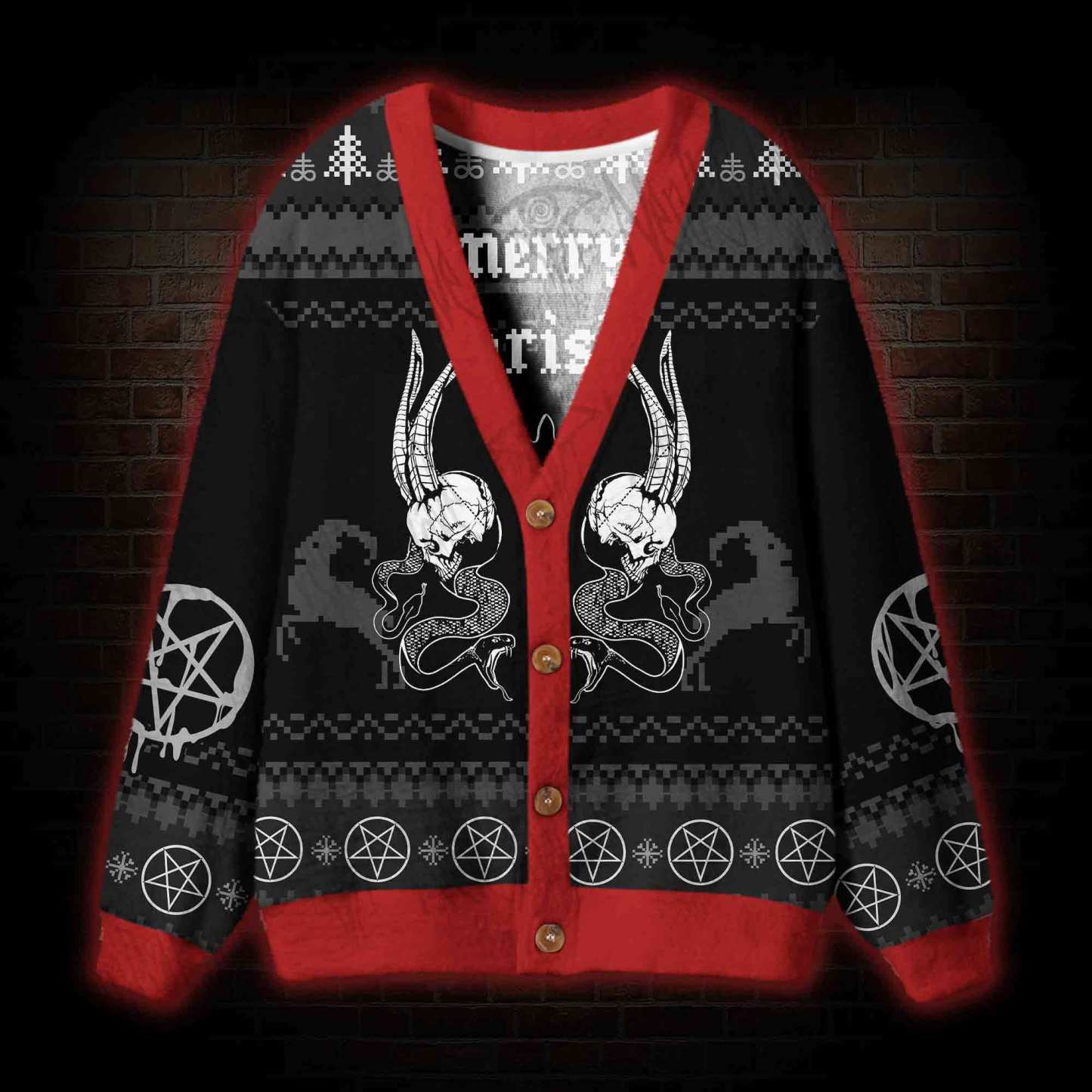 Merry Antichristmas Satan Claus Satanic Cardigan Sweater