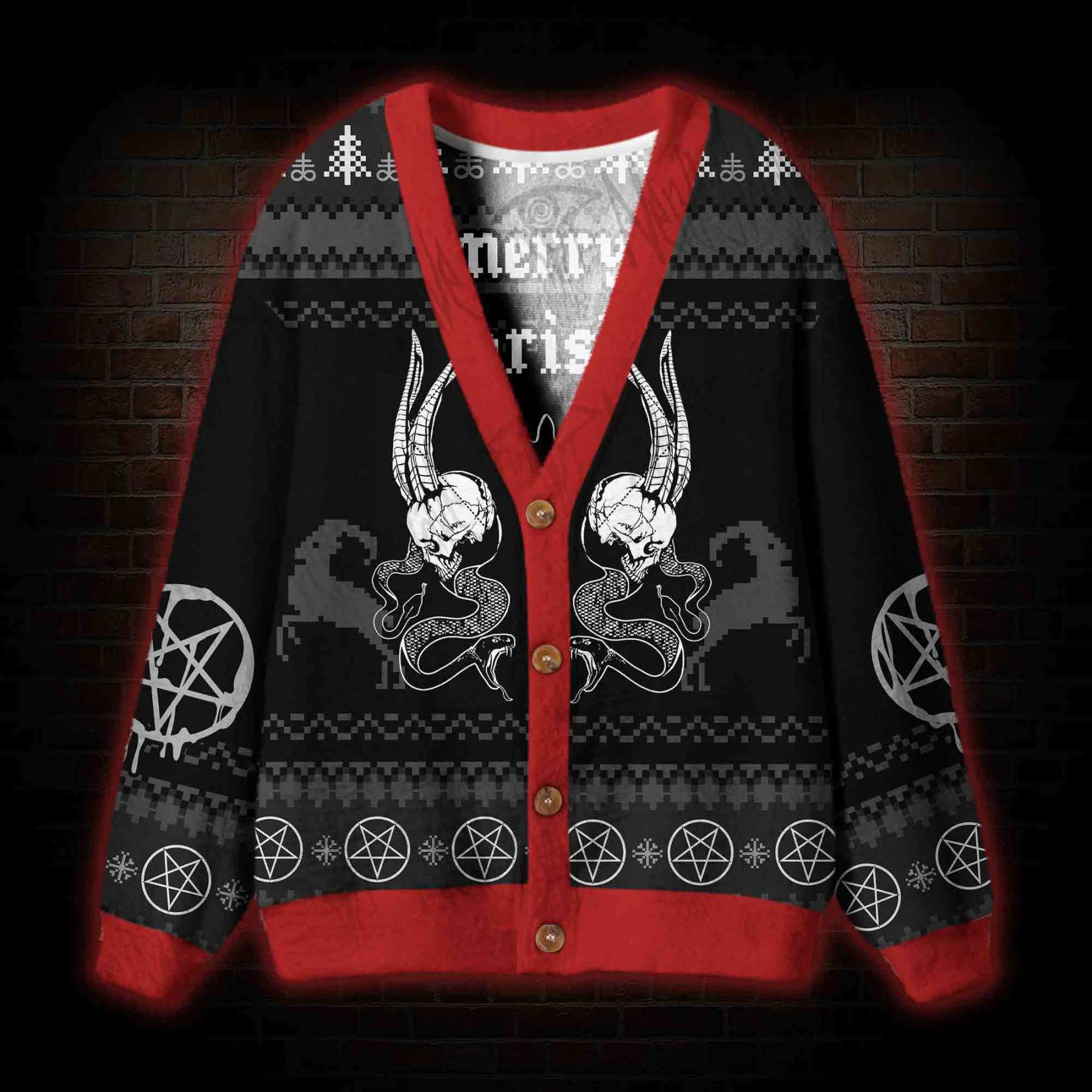 Merry Antichristmas Satan Claus Satanic Cardigan Sweater