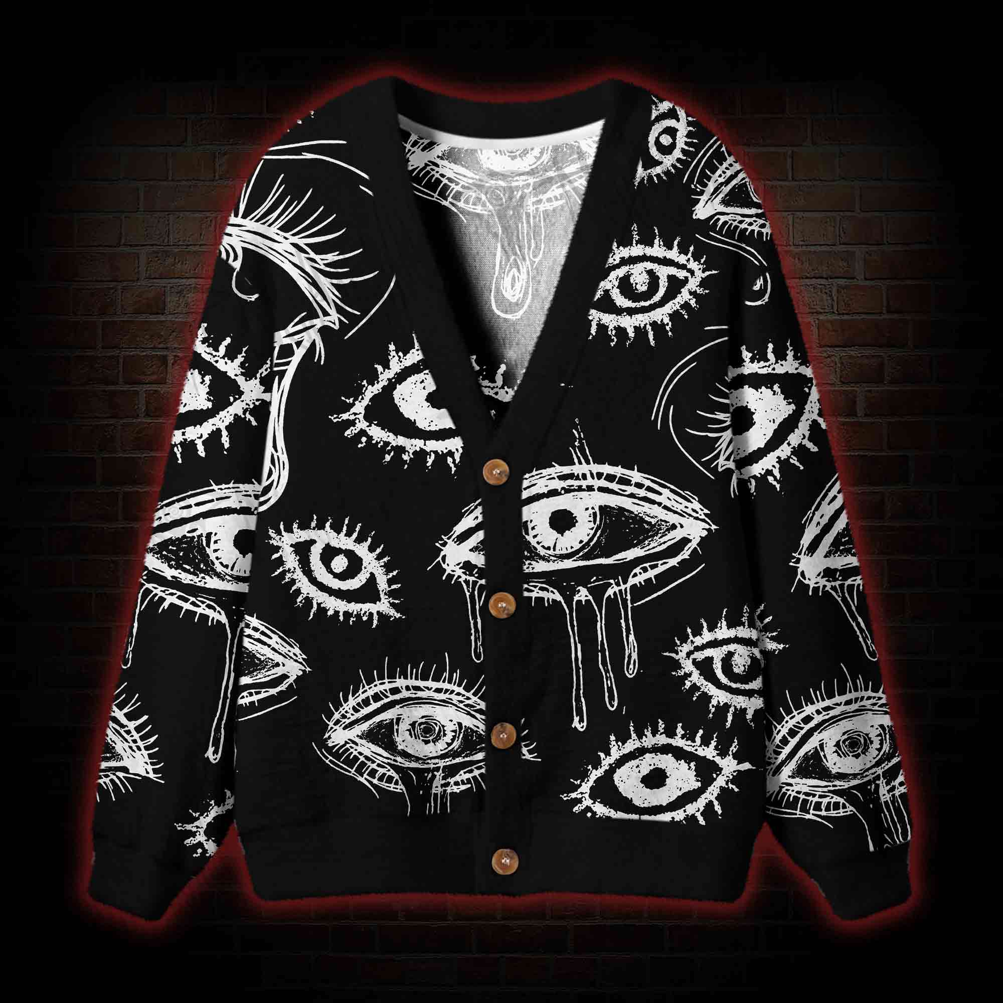 Grunge Eye Cardigan Sweater