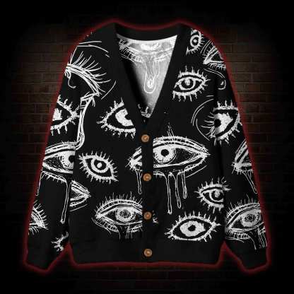 Grunge Eye Cardigan Sweater