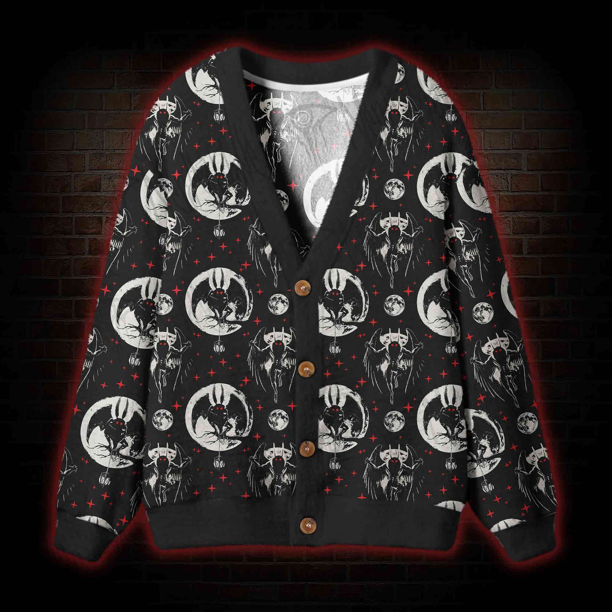 Creepy Mothman Cardigan Sweater