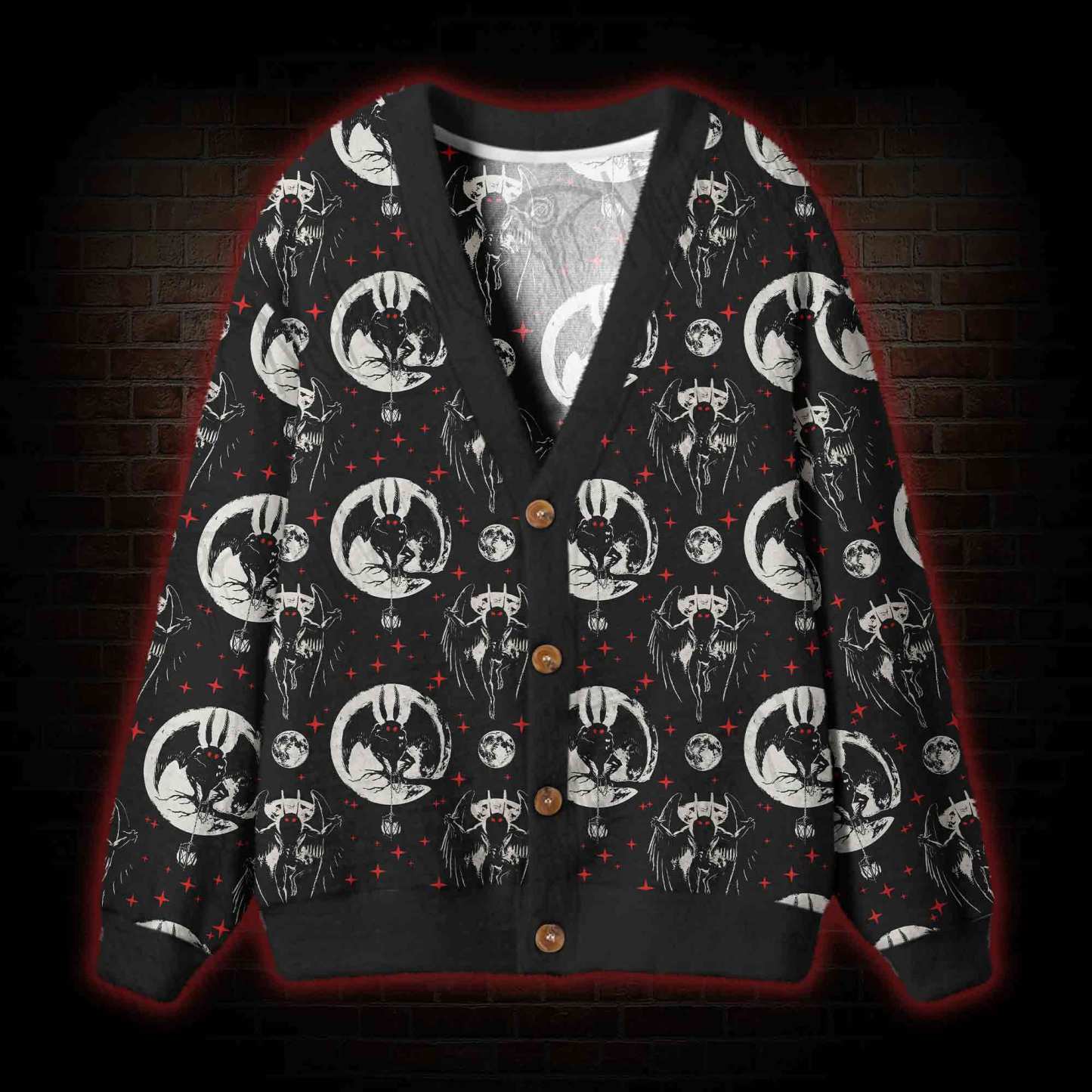 Creepy Mothman Cardigan Sweater