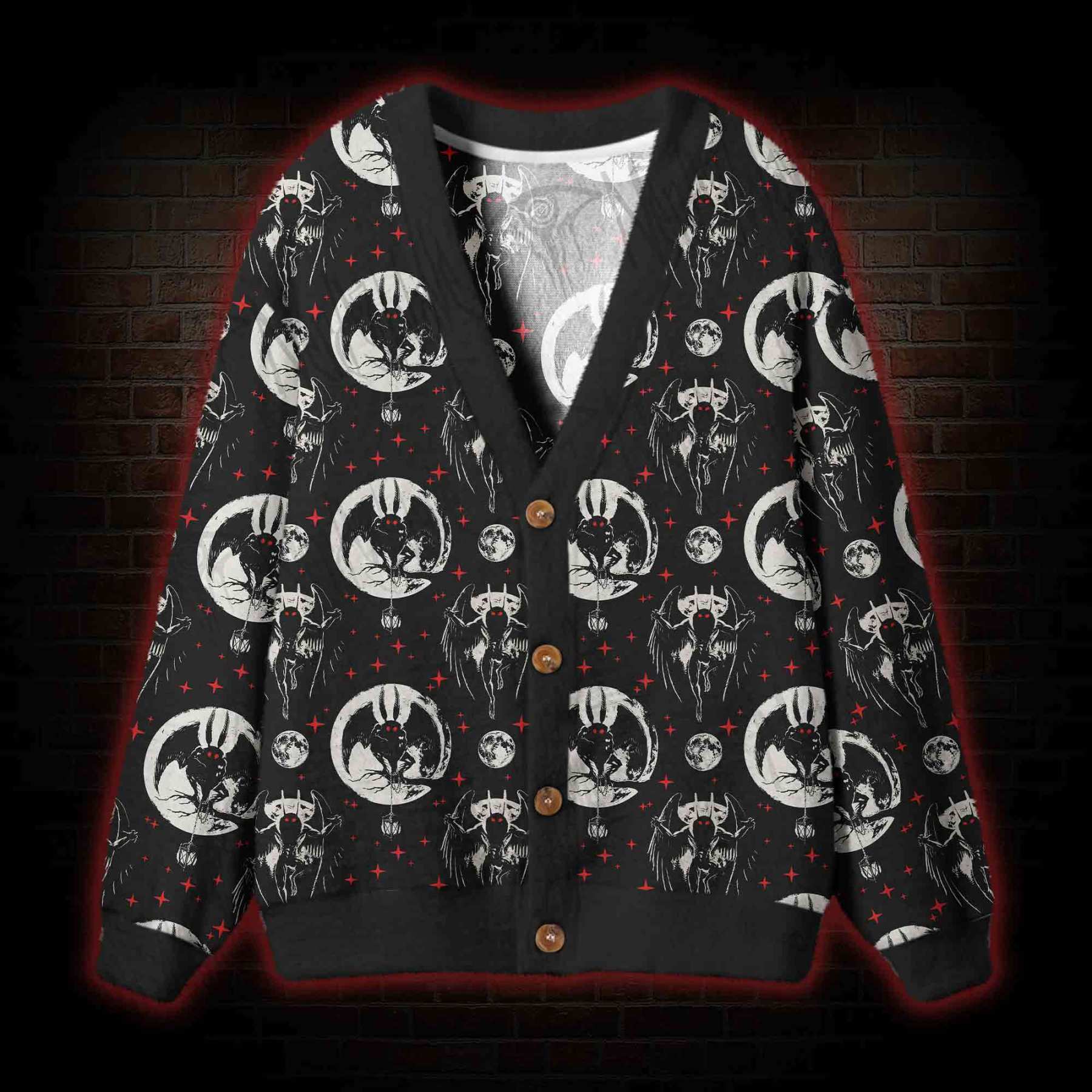 Creepy Mothman Cardigan Sweater