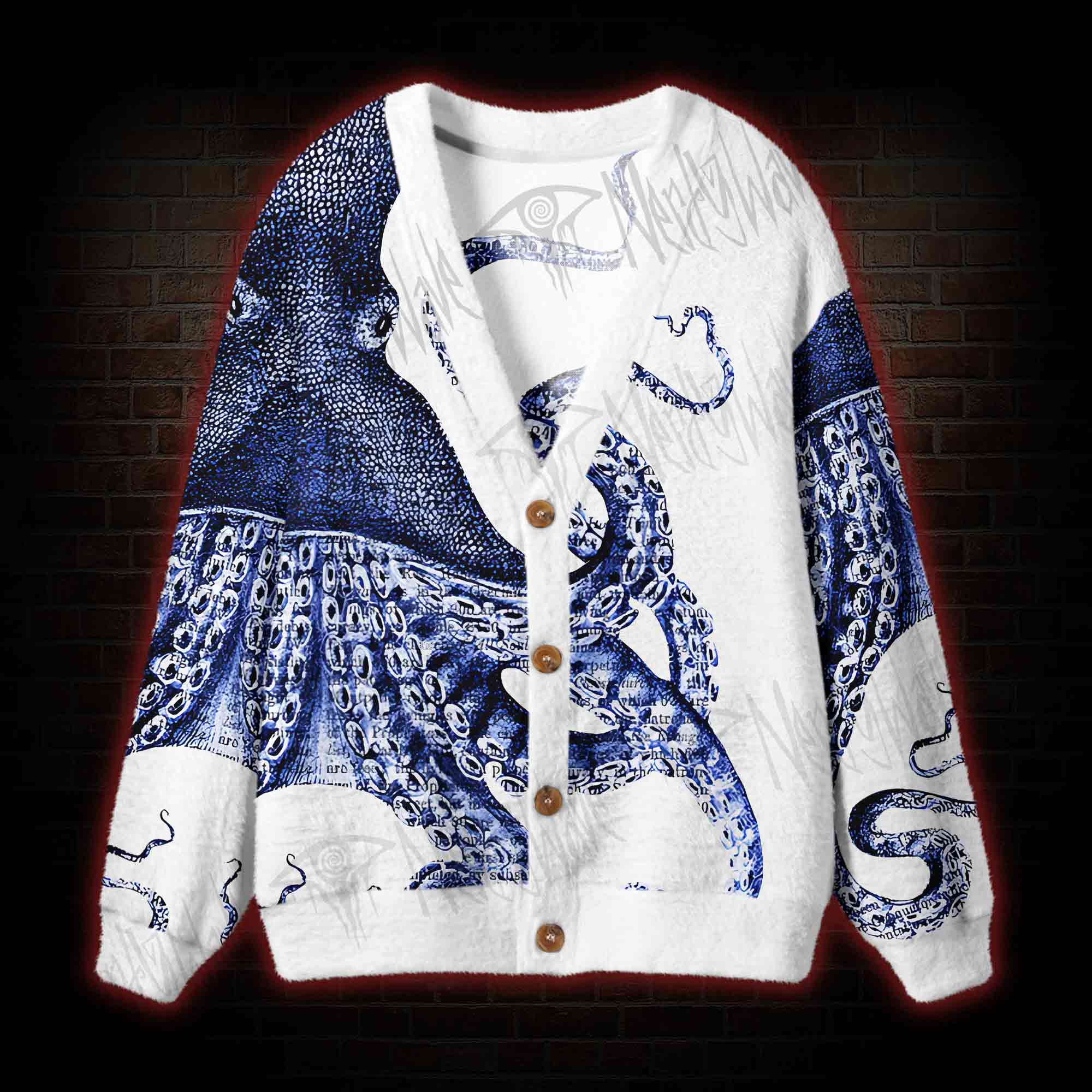 Blue Kraken Octopus Cardigan Sweater