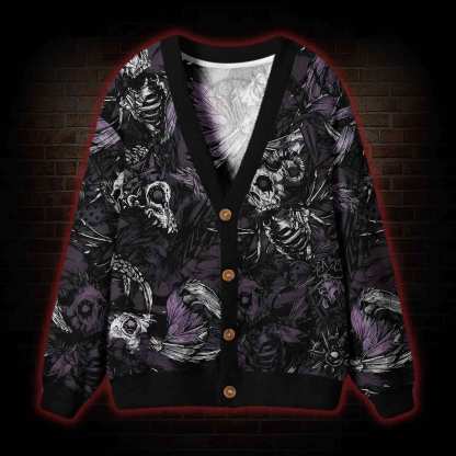 Skull and Dead Leaves Cardigan Sweater