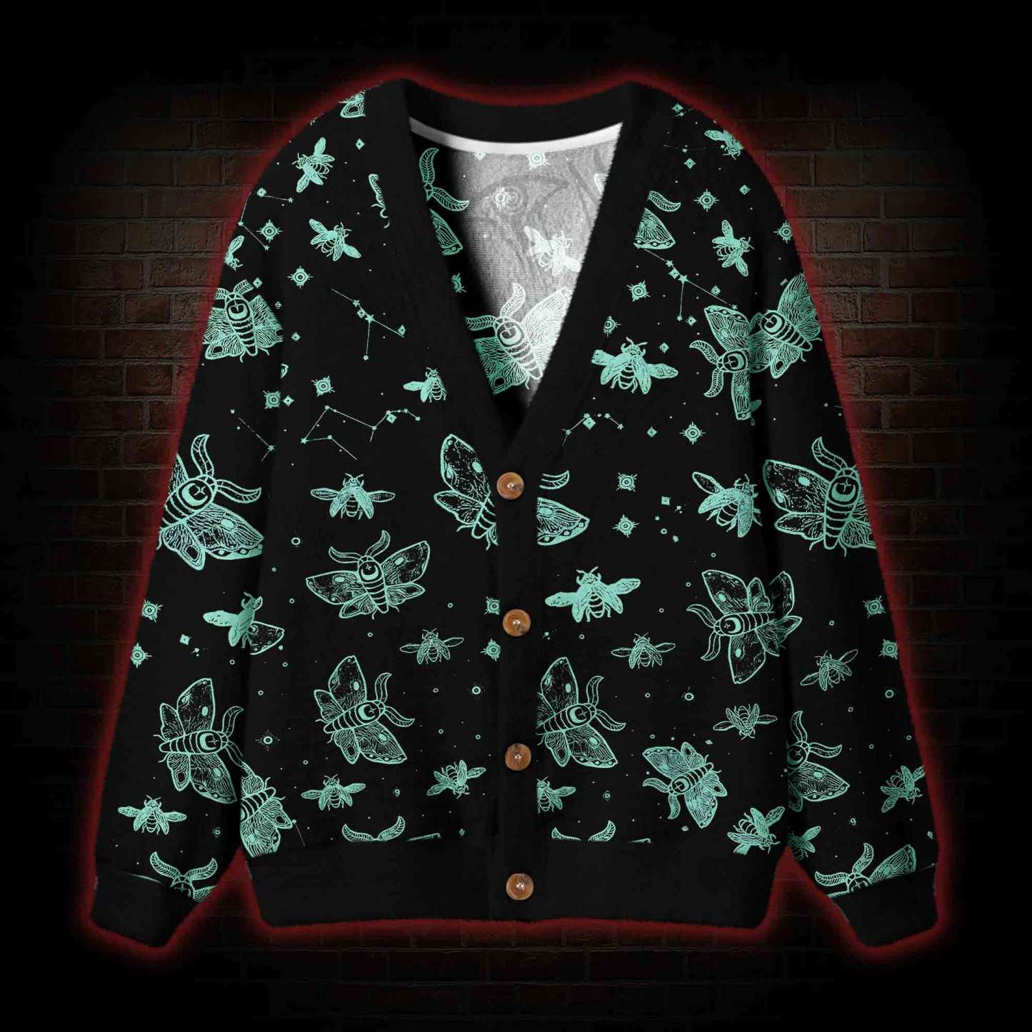 Midnight Flying Insects Cardigan Sweater