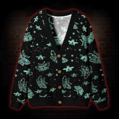Midnight Flying Insects Cardigan Sweater