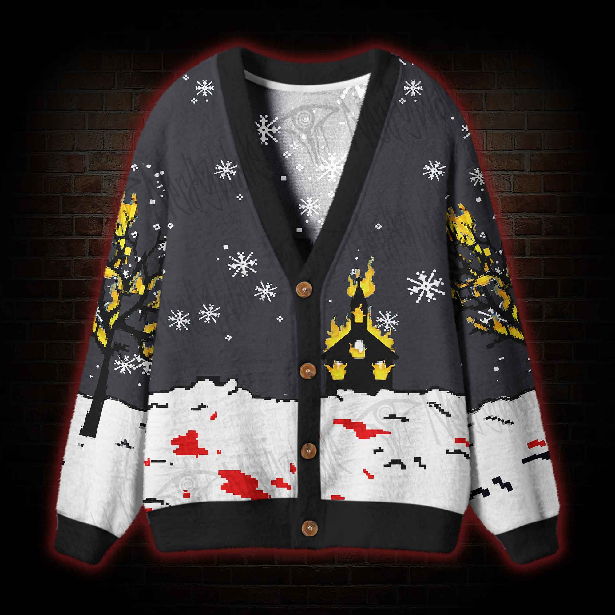 Angry Snowman Cardigan Sweater