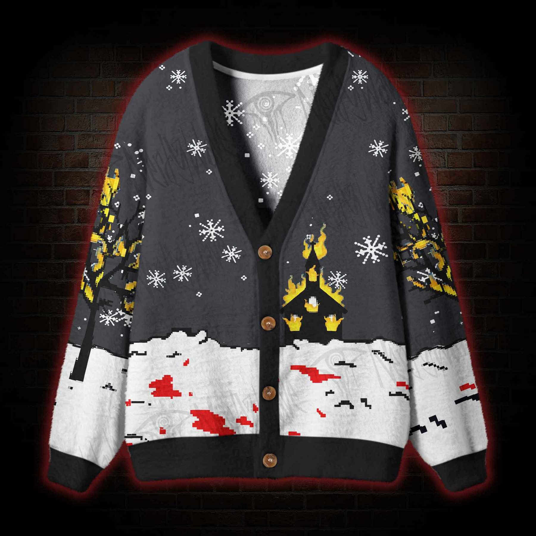 Angry Snowman Cardigan Sweater