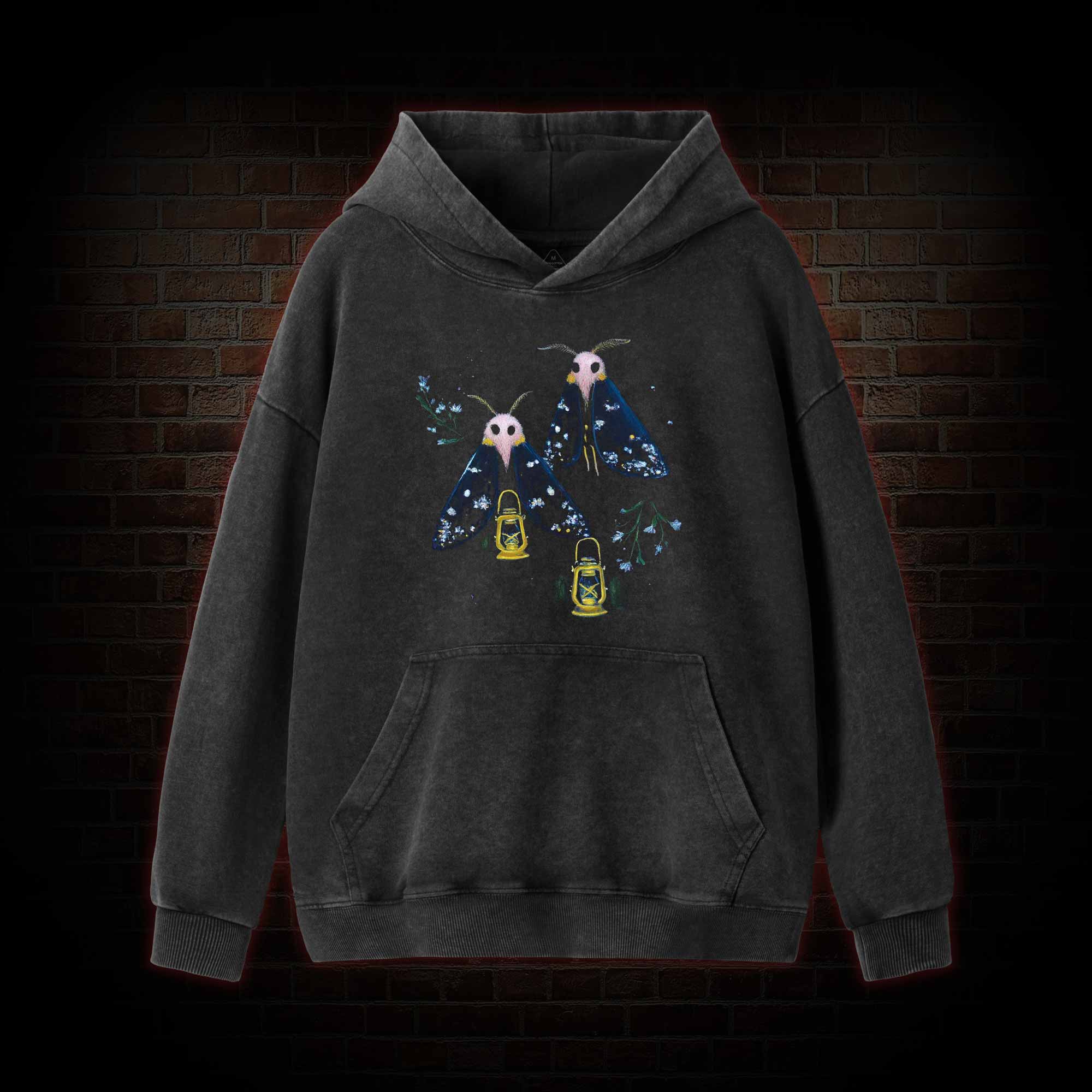 Goth Moths Cute Washed Hoodie