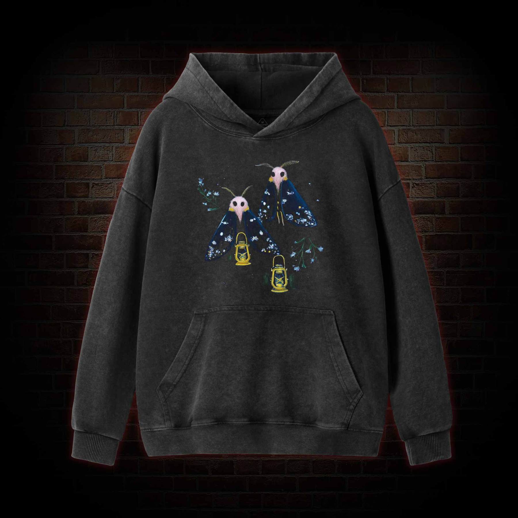 Goth Moths Cute Washed Hoodie