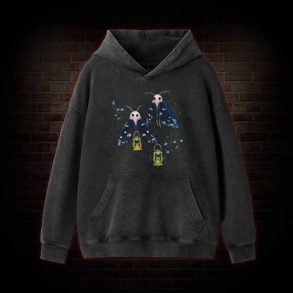 Goth Moths Cute Washed Hoodie