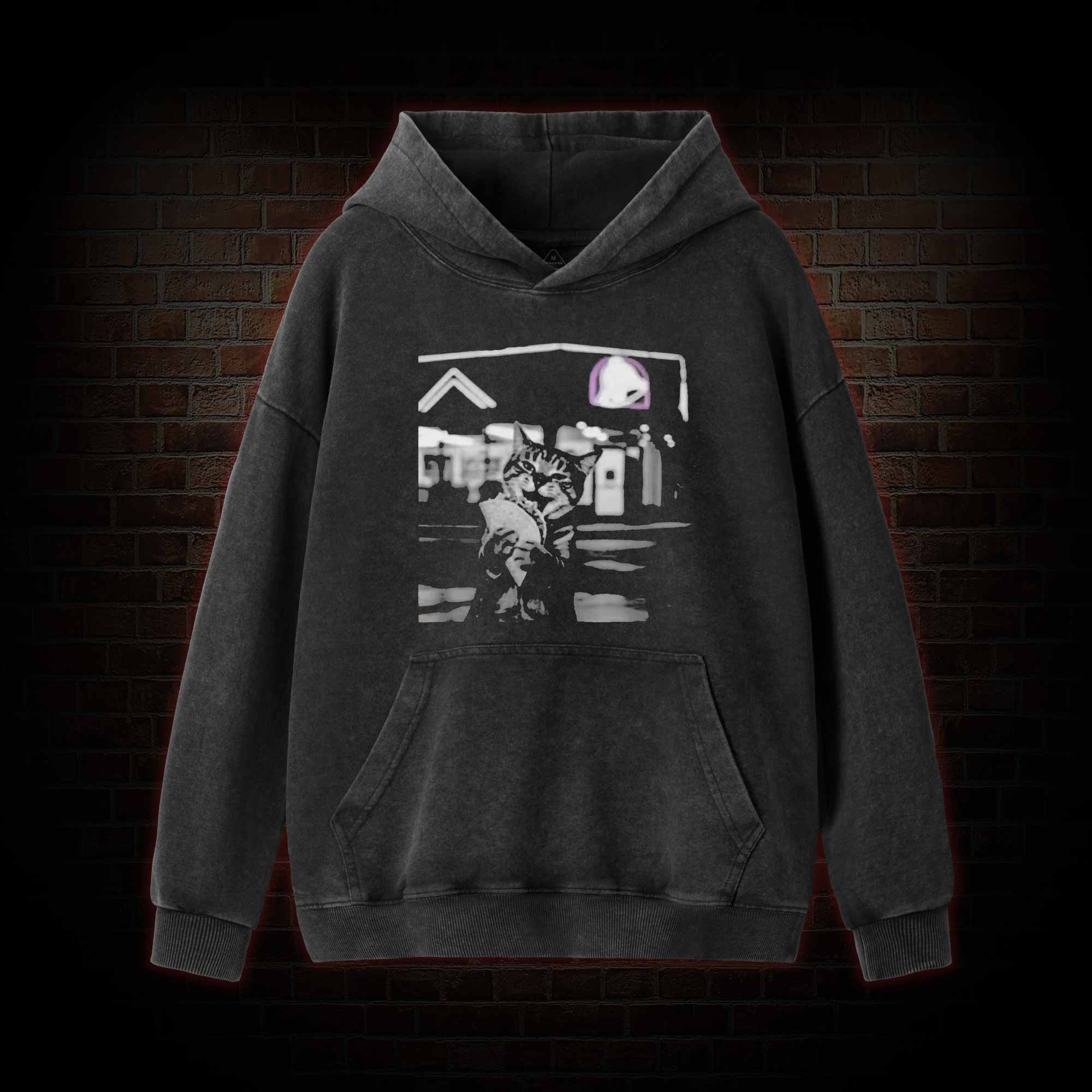 Funny Cat Eating Taco Washed Hoodie