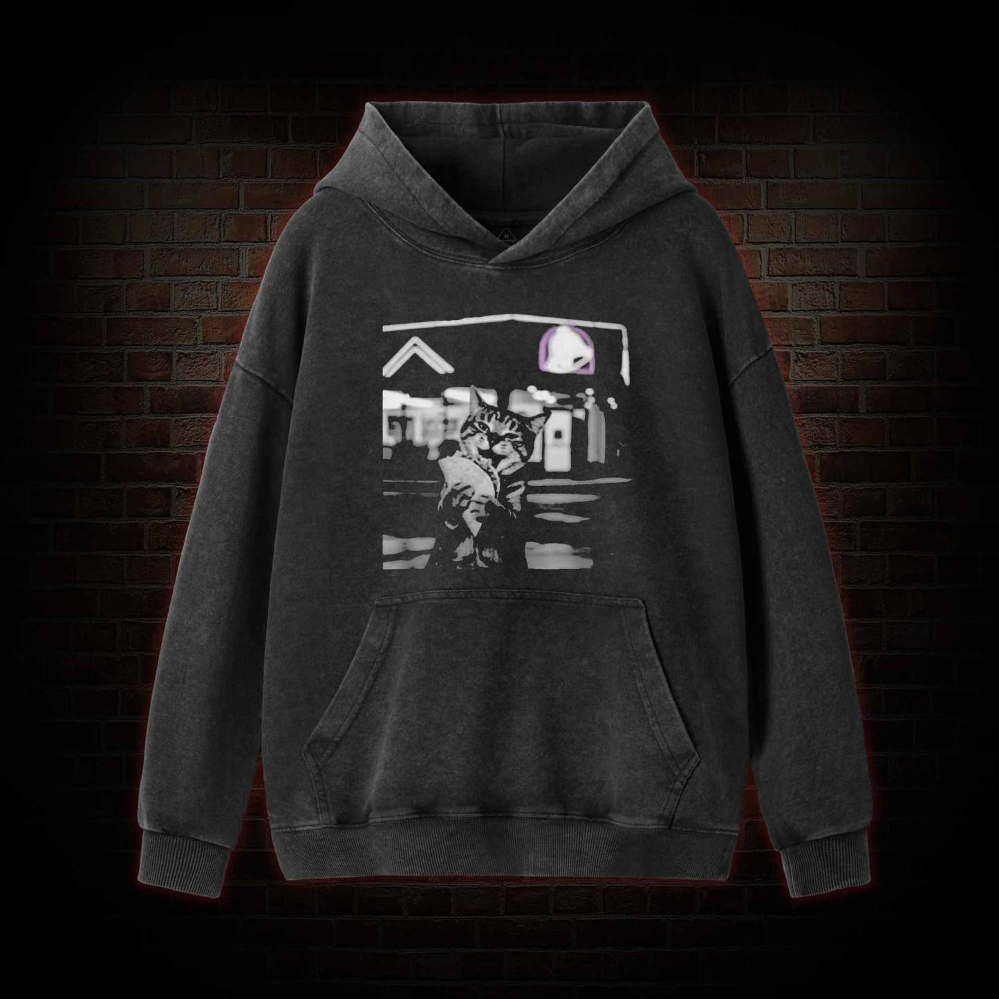 Funny Cat Eating Taco Washed Hoodie