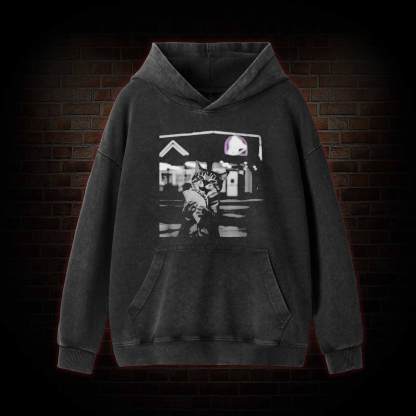 Funny Cat Eating Taco Washed Hoodie
