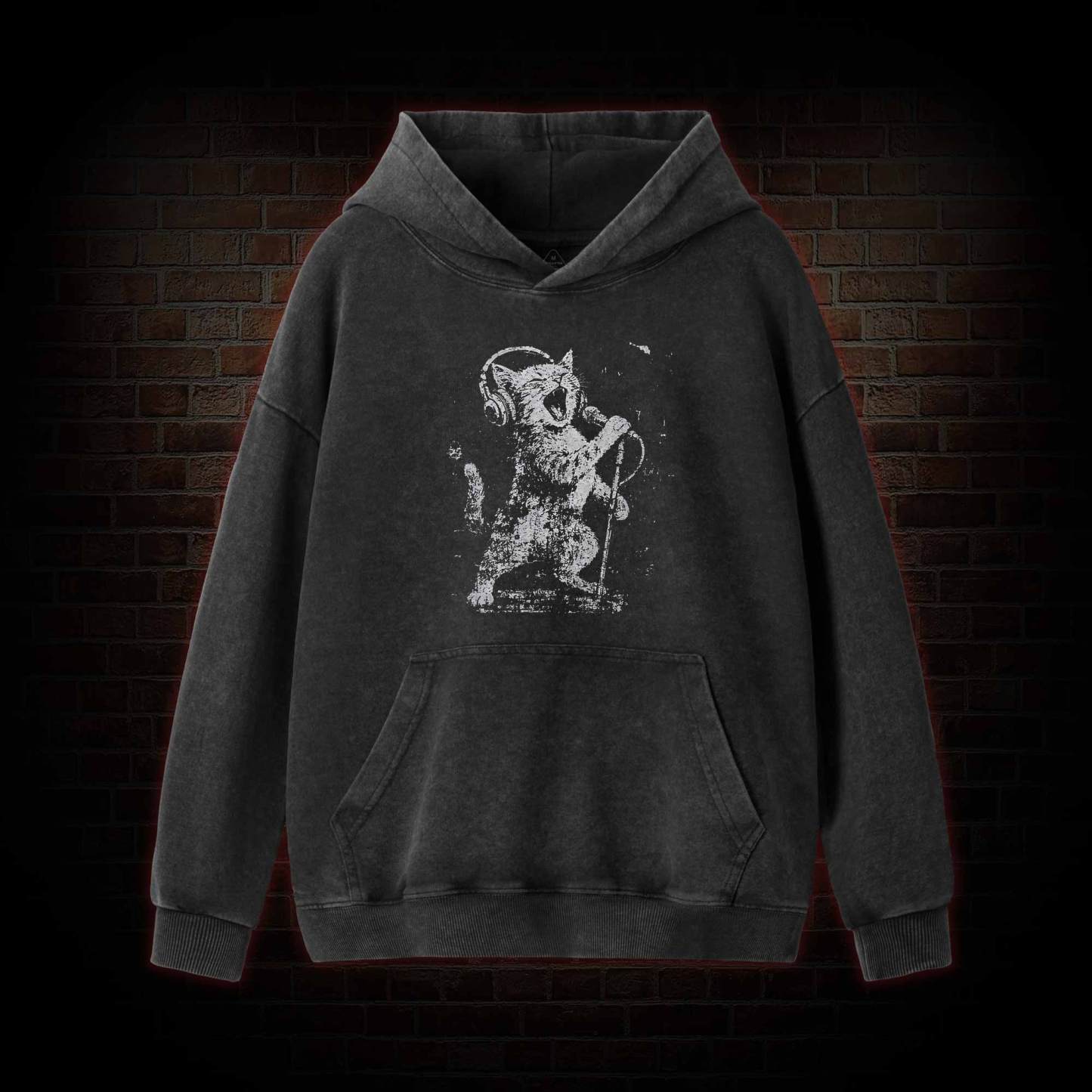 Rockstar Cat Washed Hoodie