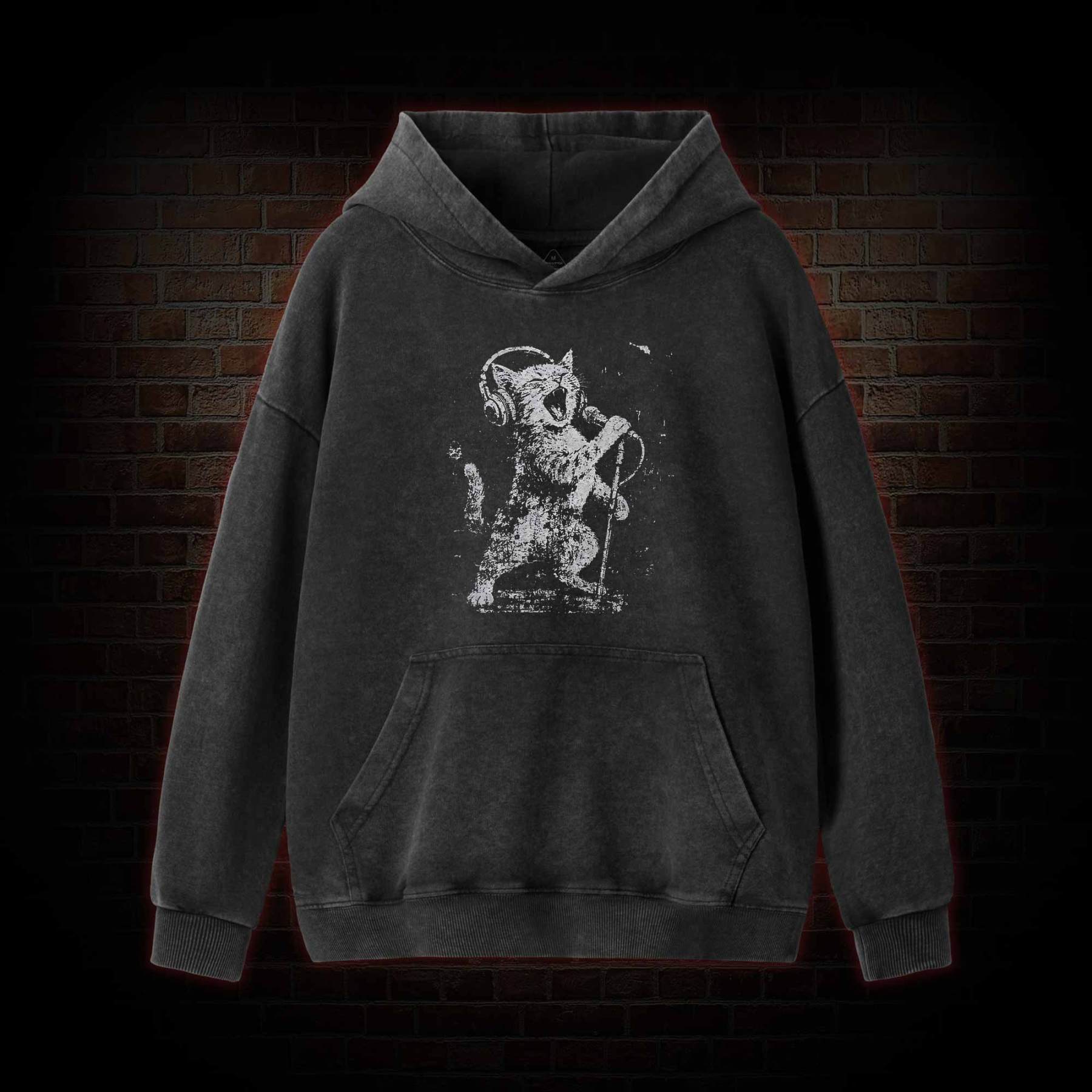 Rockstar Cat Washed Hoodie