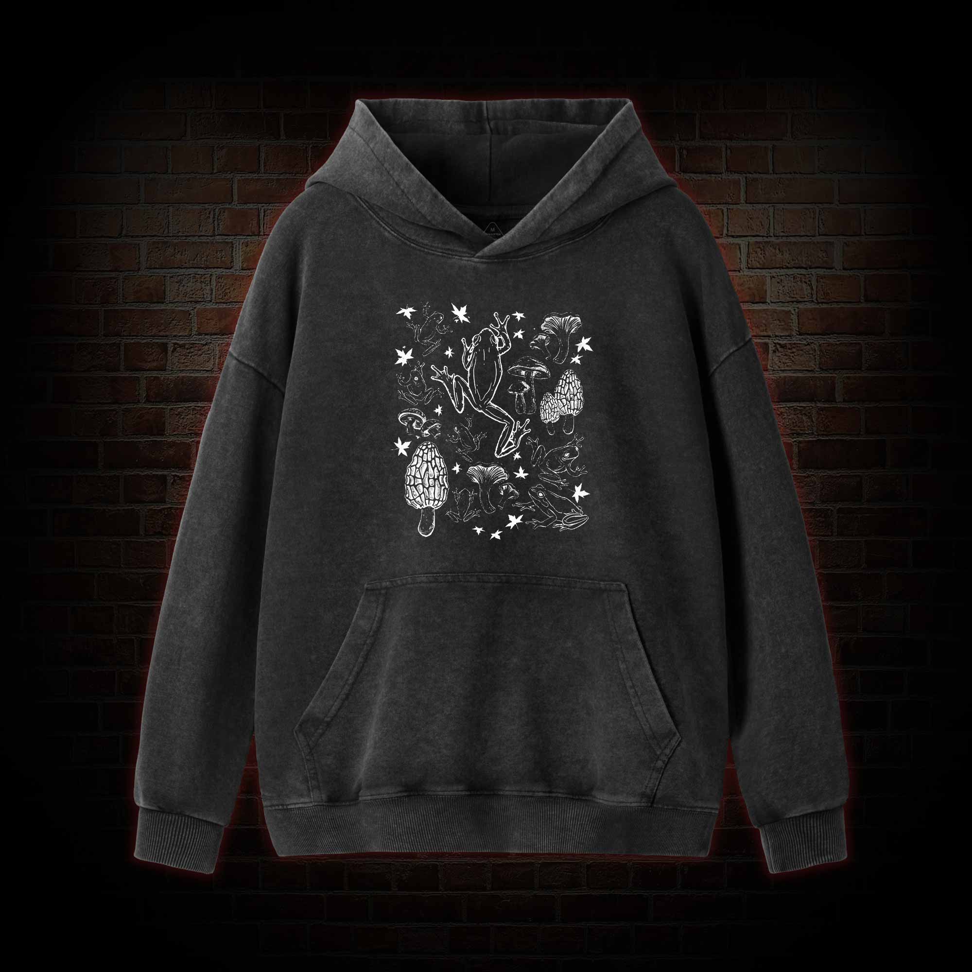 Frogs and Mushrooms Vintage Washed Hoodie