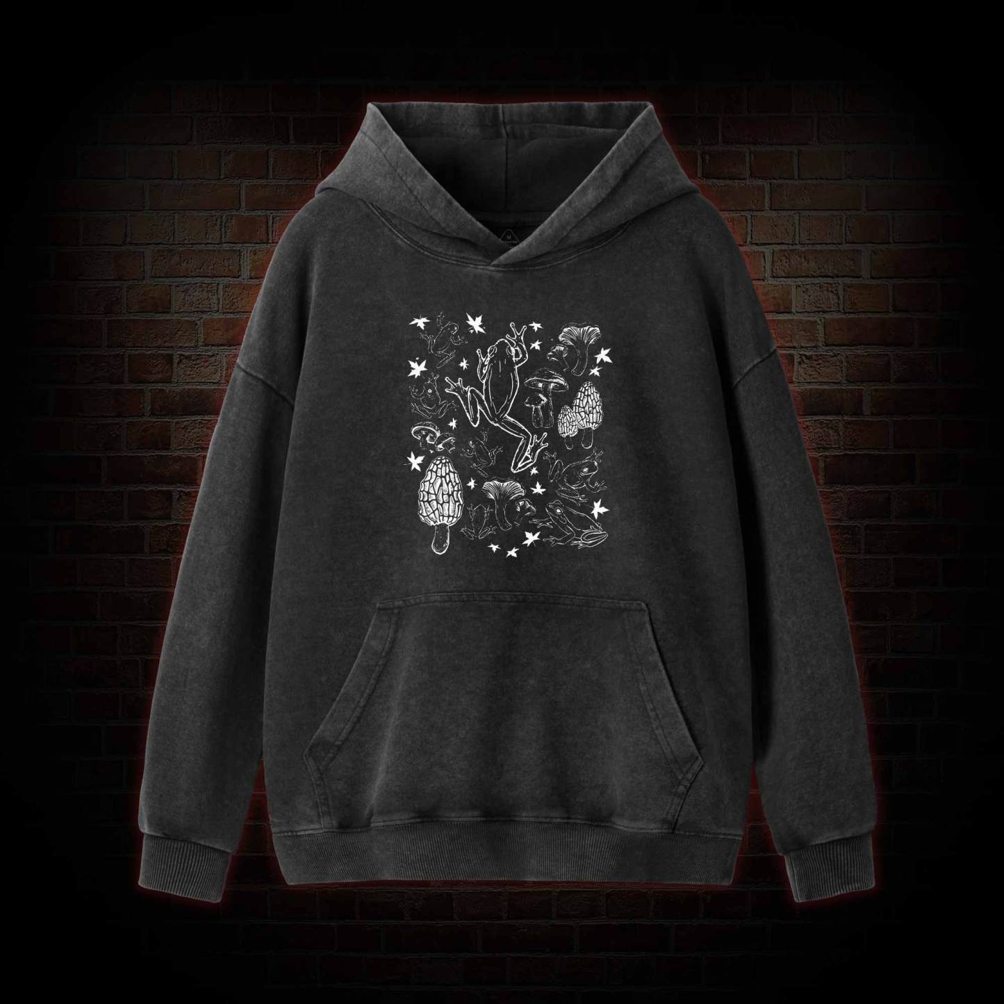 Frogs and Mushrooms Vintage Washed Hoodie