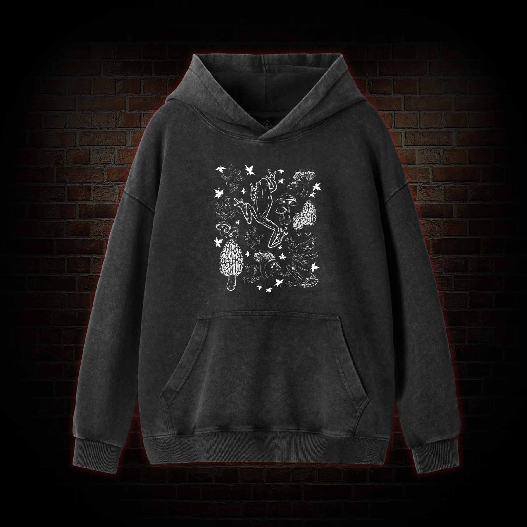 Frogs and Mushrooms Vintage Washed Hoodie