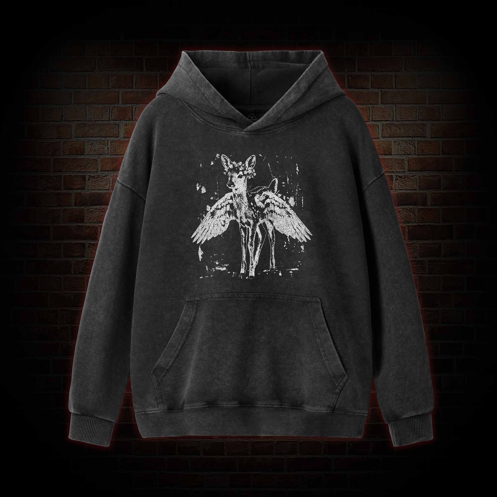 Winged Fawn Washed Hoodie