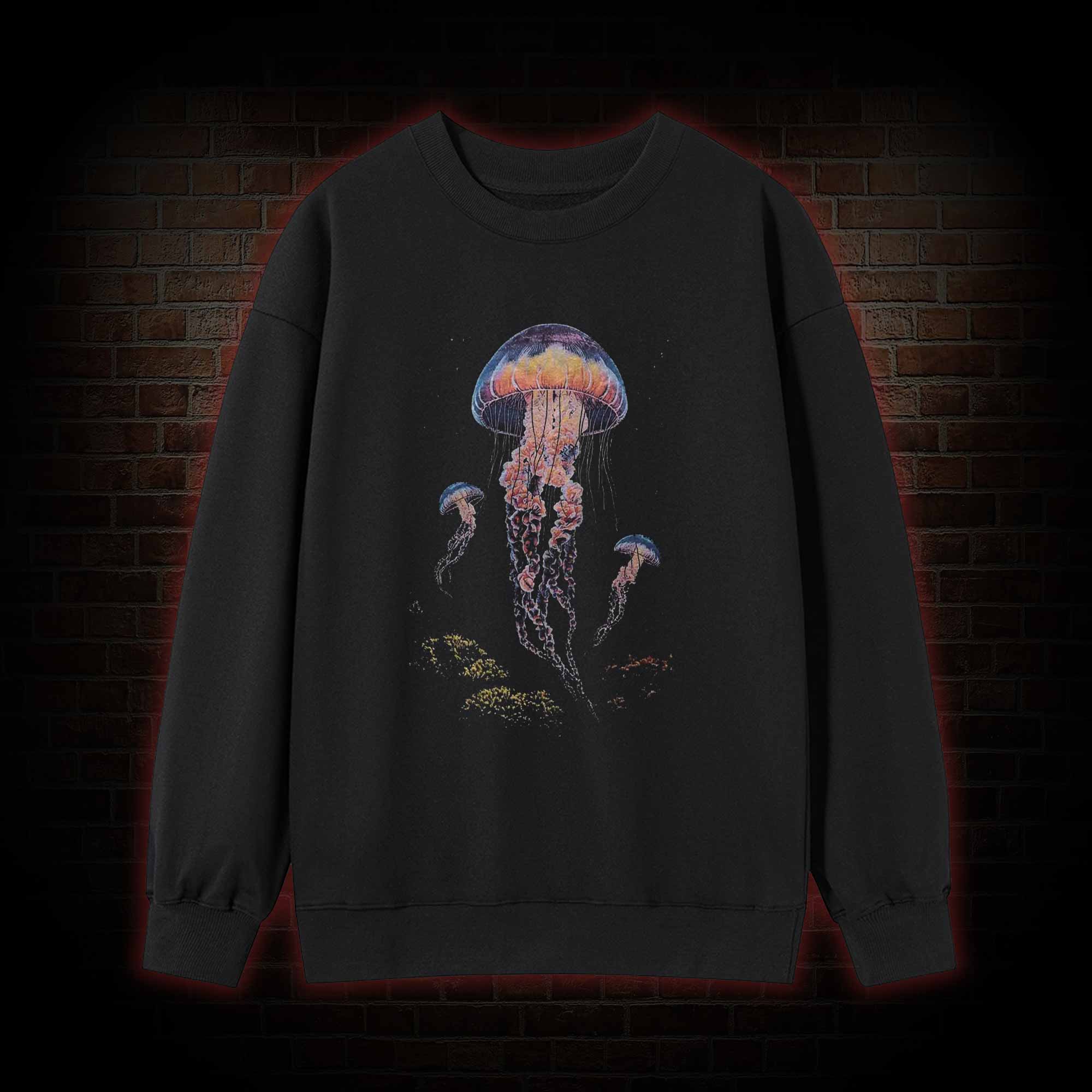 Vintage Jellyfish Dark Ocean Grunge Sweatshirt