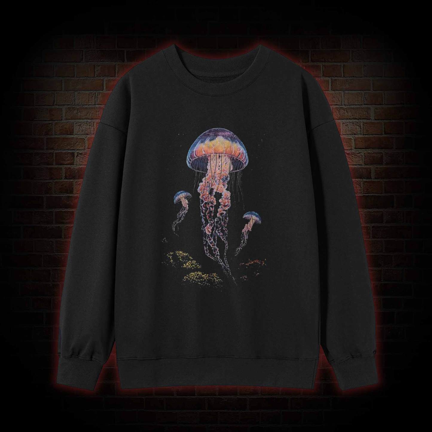 Vintage Jellyfish Dark Ocean Grunge Sweatshirt