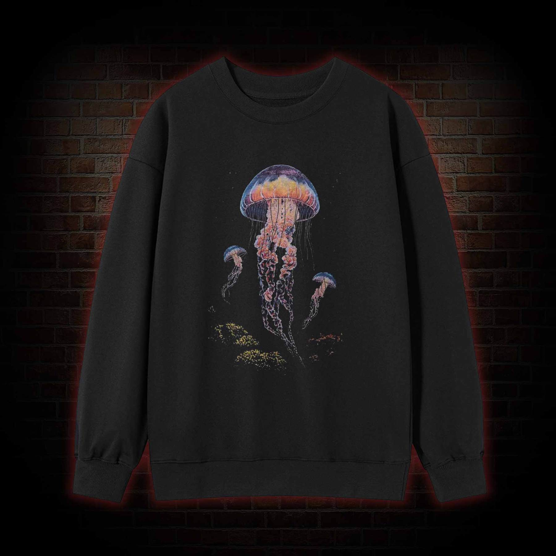 Vintage Jellyfish Dark Ocean Grunge Sweatshirt