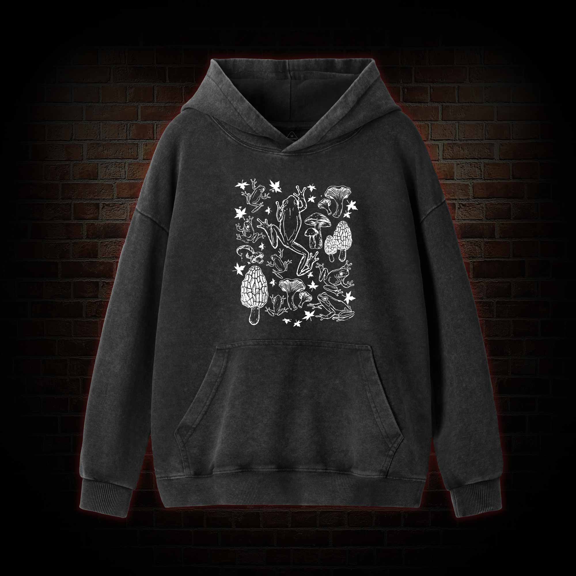 Frogs and Mushrooms Washed Hoodie