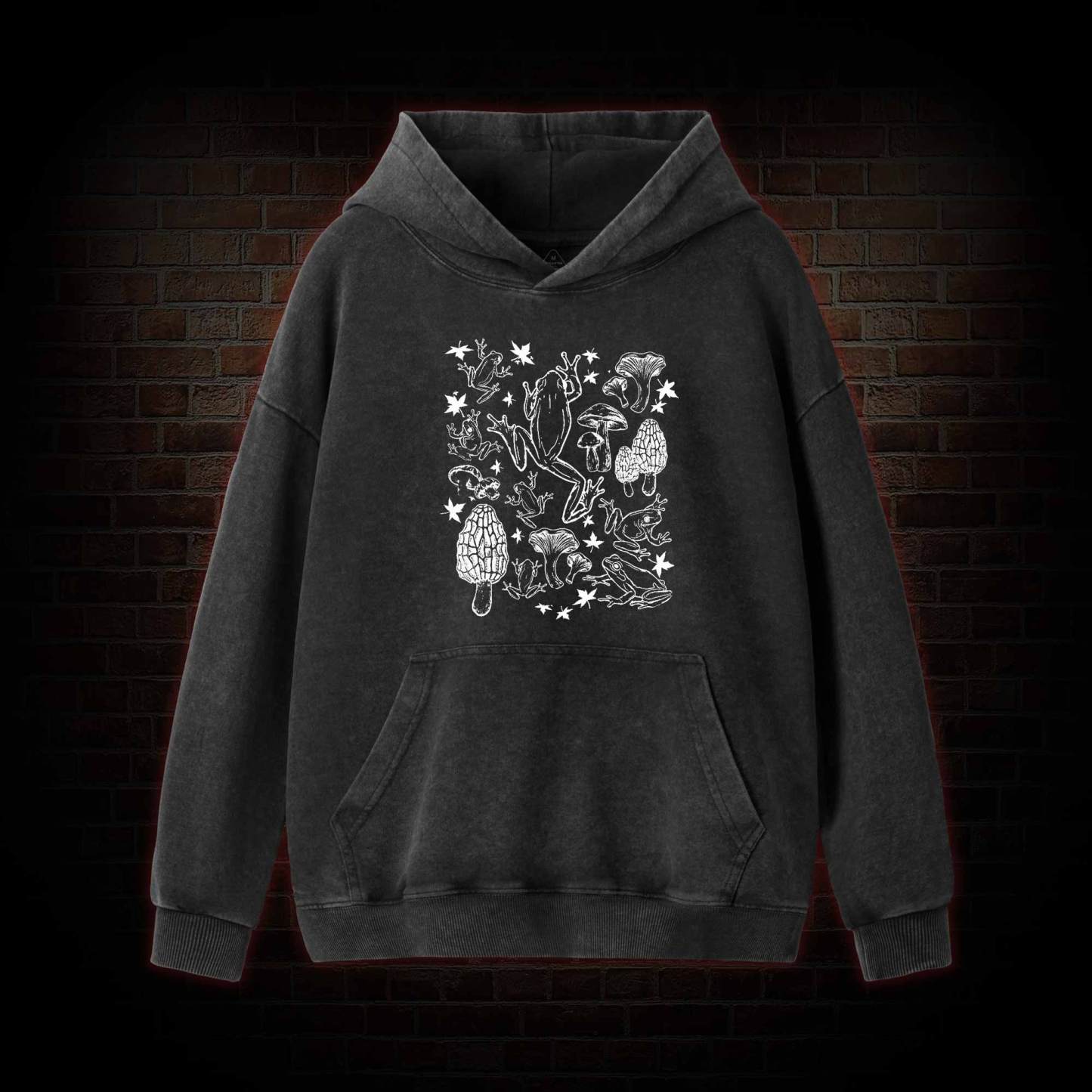 Frogs and Mushrooms Washed Hoodie