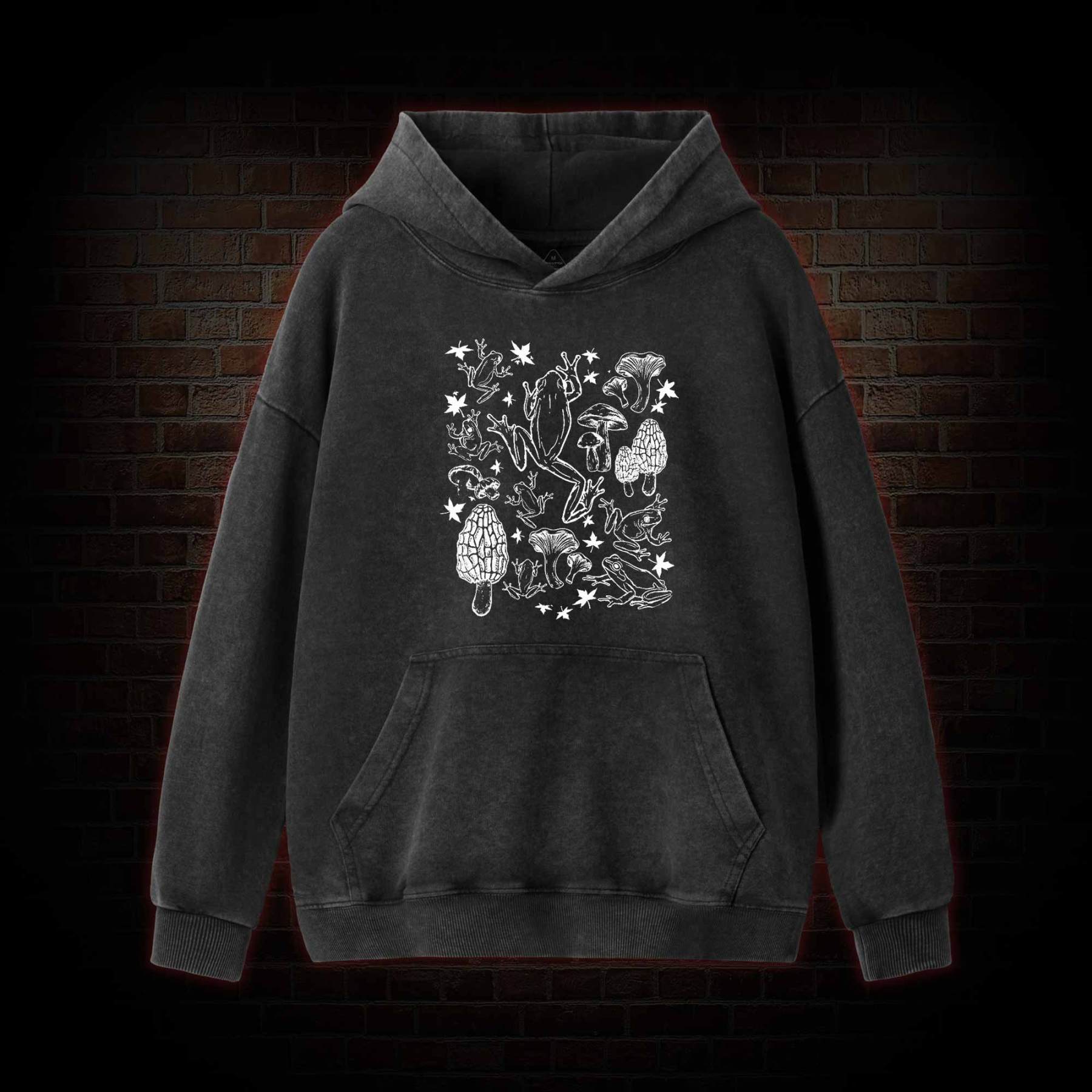 Frogs and Mushrooms Washed Hoodie