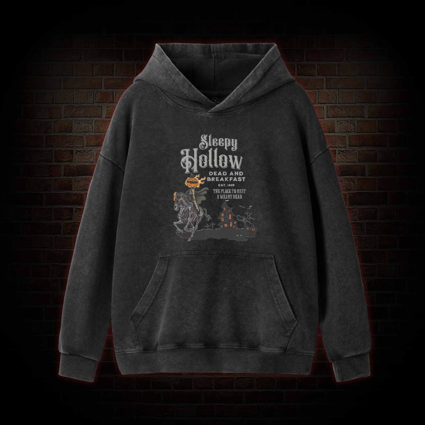Vintage Halloween Scary Washed Hoodie