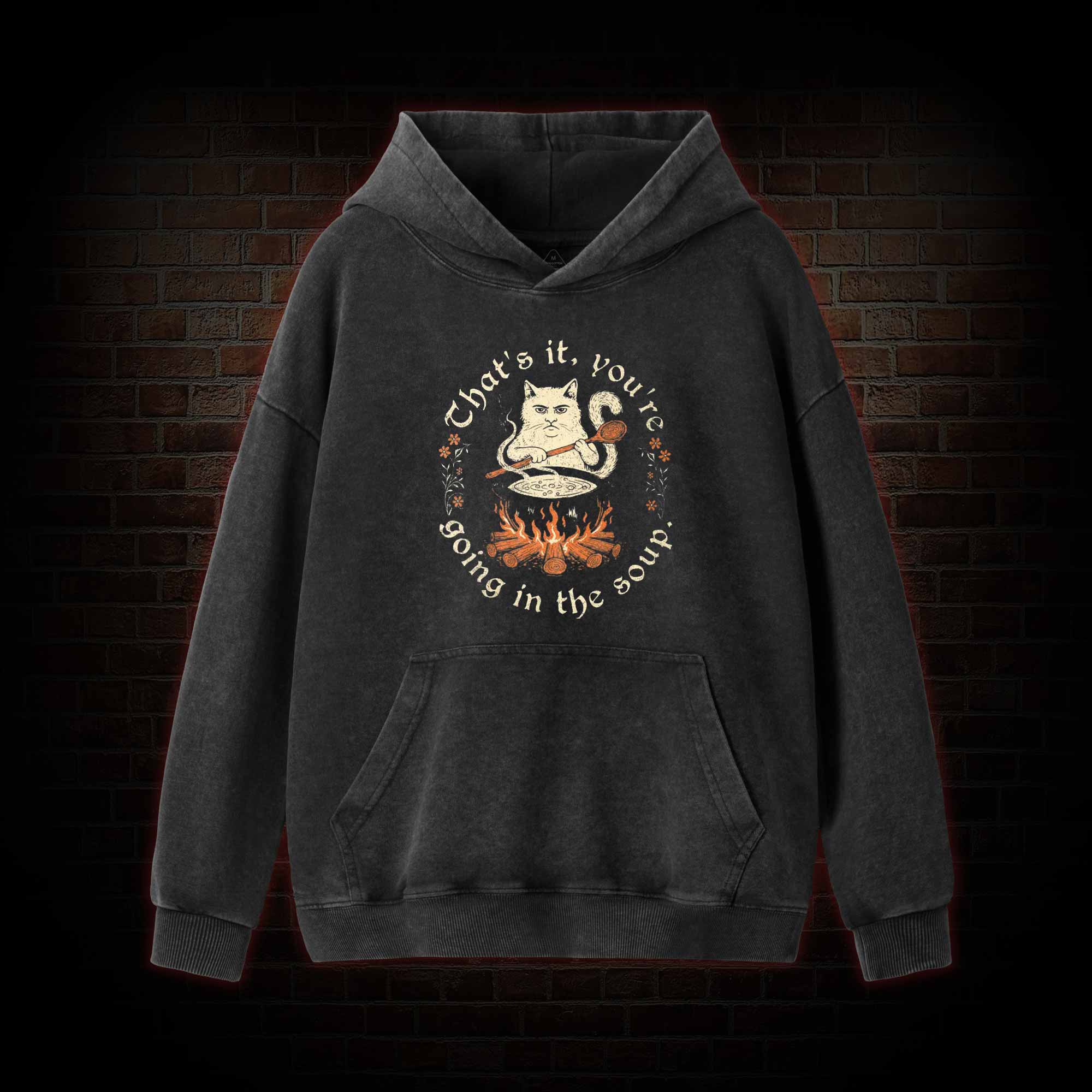 Weird Medieval Cat Washed Hoodie