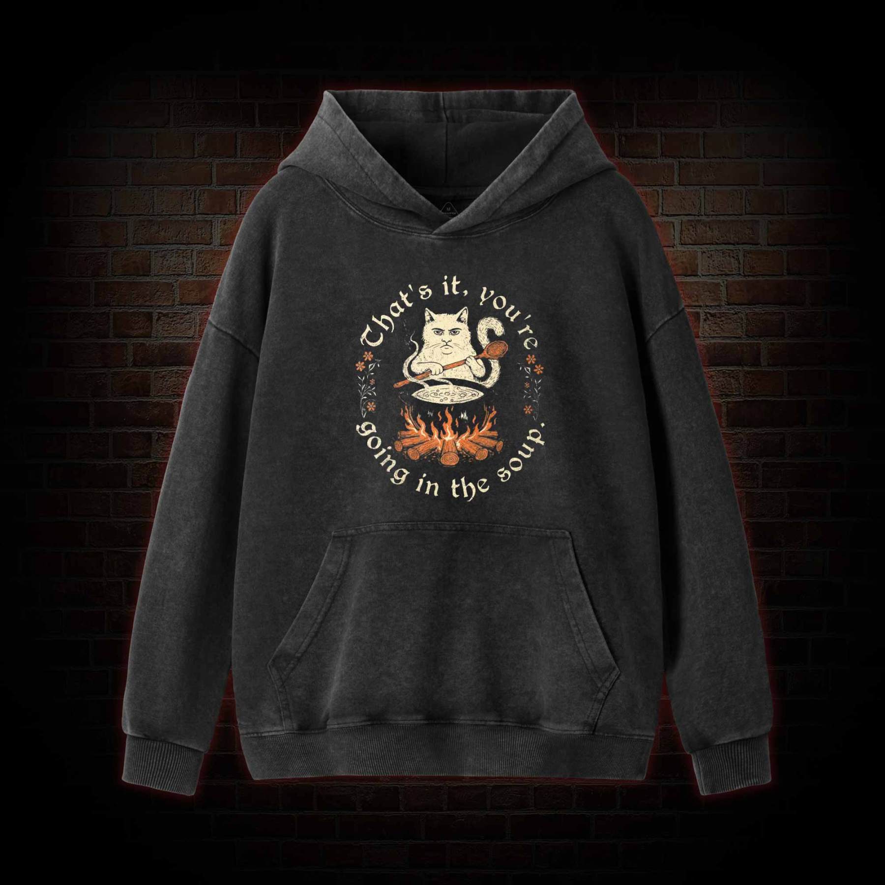 Weird Medieval Cat Washed Hoodie