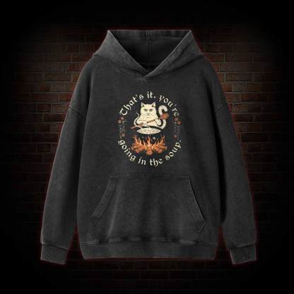 Weird Medieval Cat Washed Hoodie