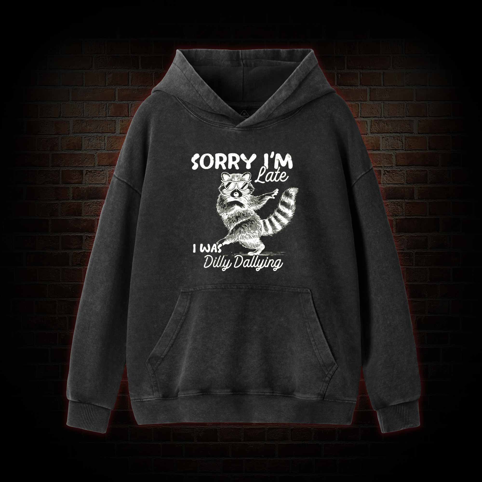 Sorry I'm Late Washed Hoodie