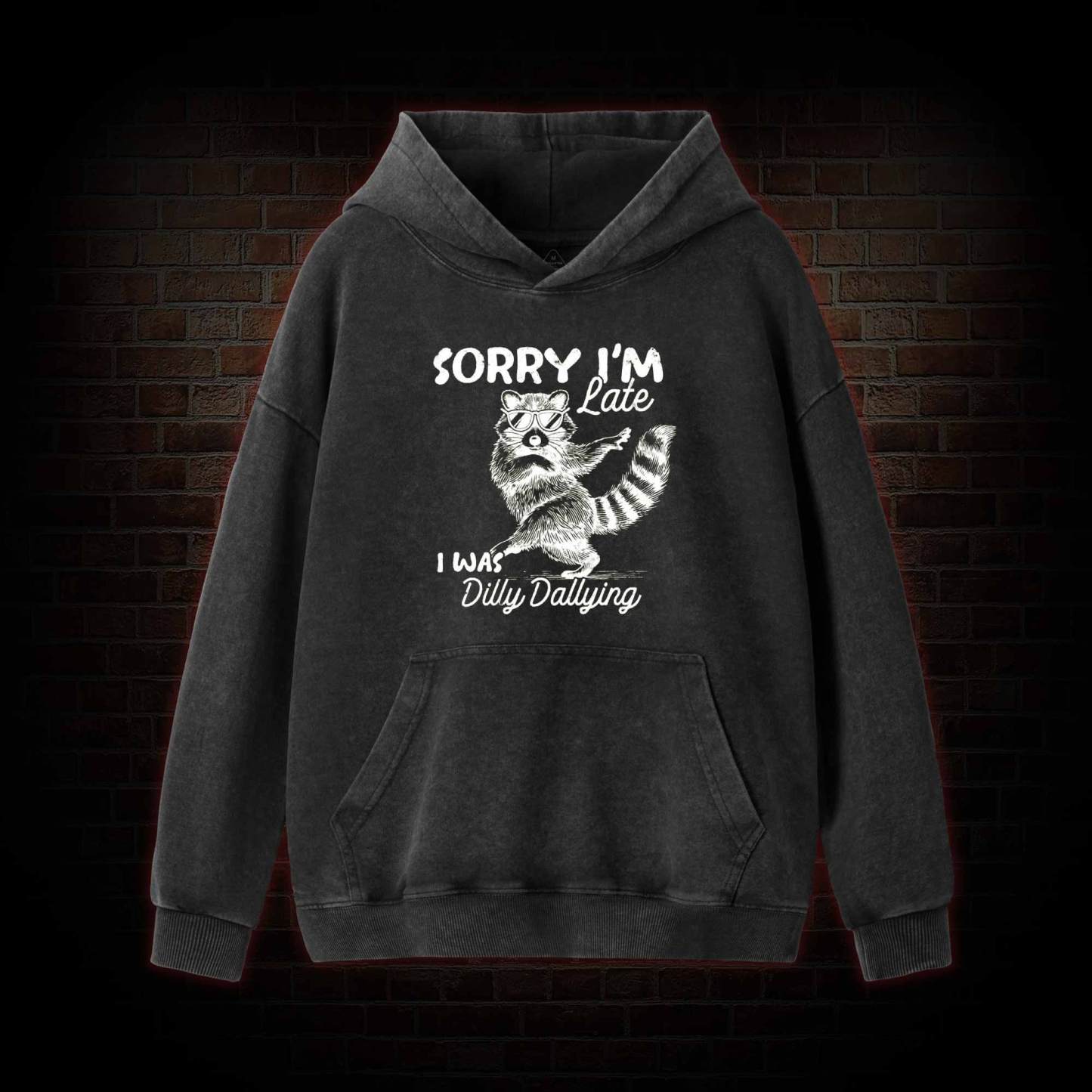Sorry I'm Late Washed Hoodie