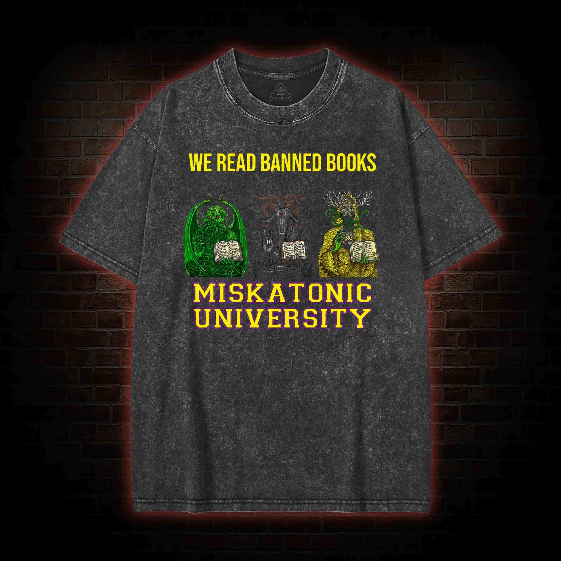 Banned Books Miskatonic University Washed T-shirt