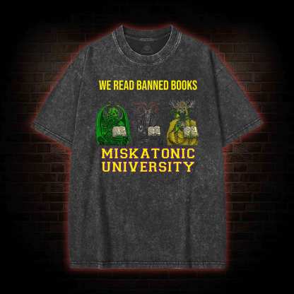 Banned Books Miskatonic University Washed T-shirt