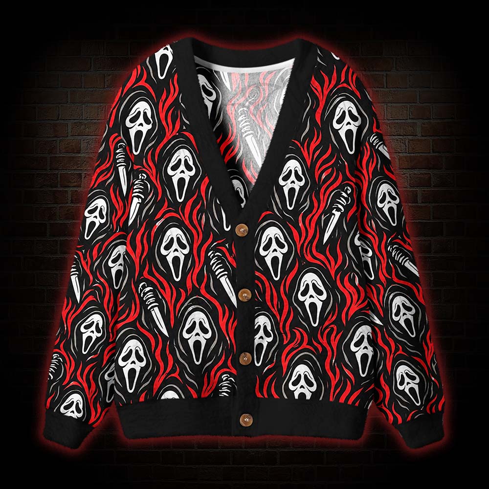 Ghost Face Cardigan Sweater