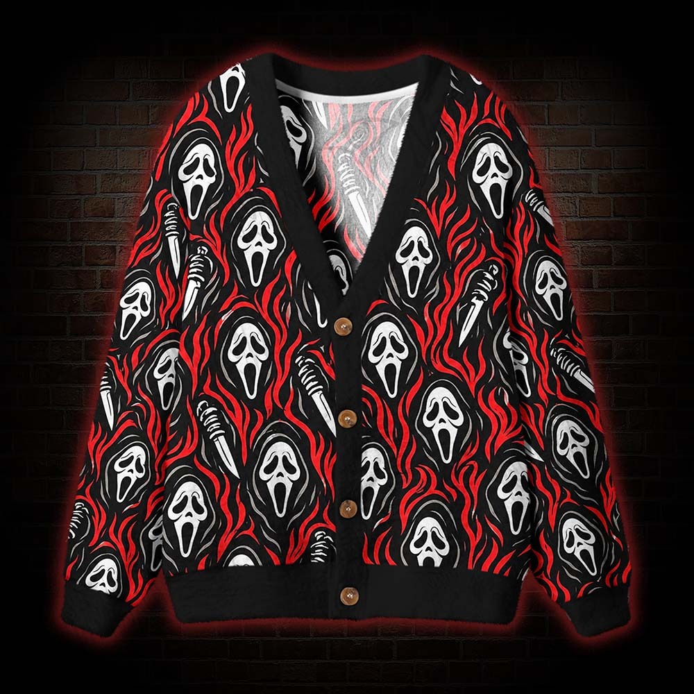 Ghost Face Cardigan Sweater