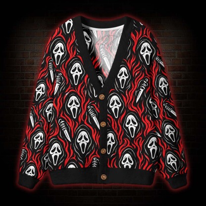 Ghost Face Cardigan Sweater
